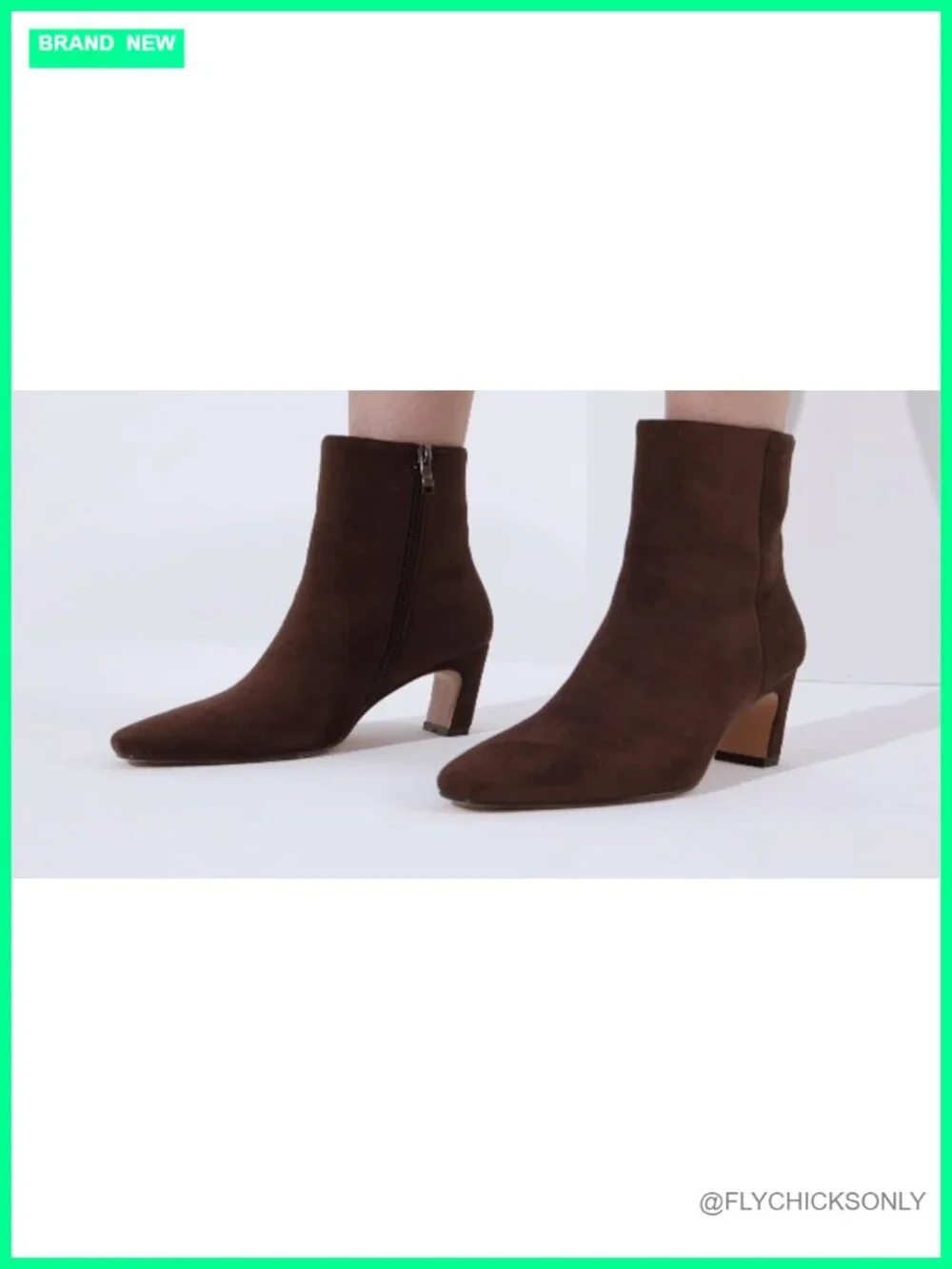 Women's Square Toe Chunky Low Heel Ankle Booties Side Zip Faux Suede